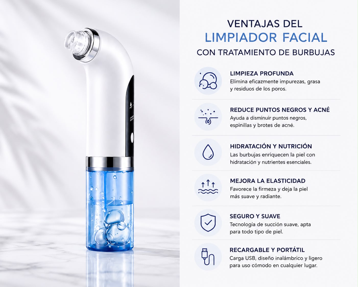 Limpiador facial tratamiento burbujas